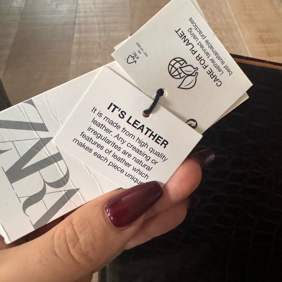 BNWT Zara Burgundy Maroon Real Leather Crocodile Pattern Knee high heel boots - Picture 7 of 8